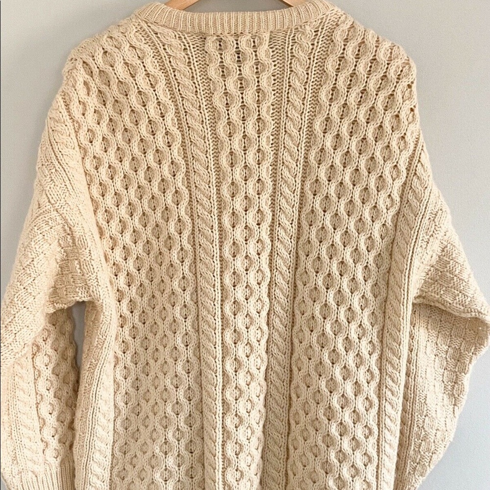 Inis Crafts ivory Wool knit Cardigan Sweater - Picture 2 of 9